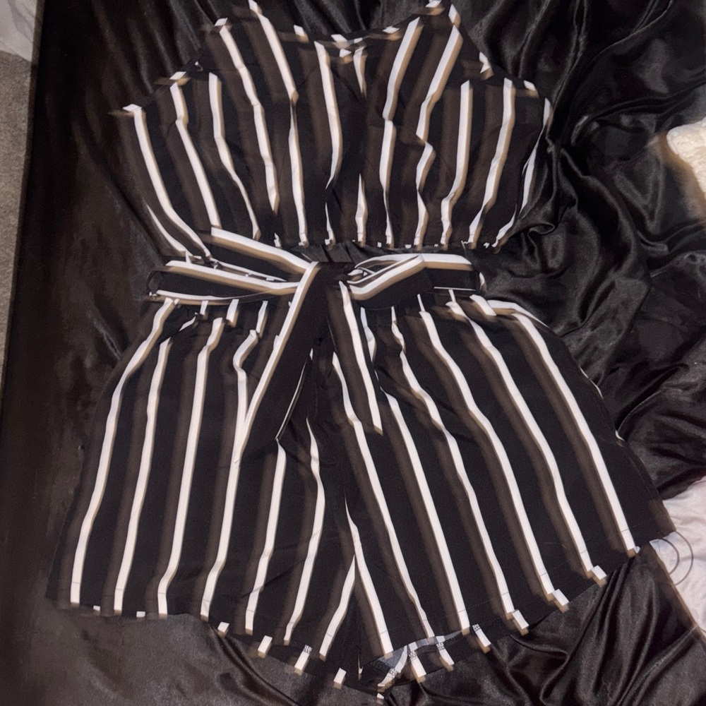 SHEIN Black and White Striped Romper